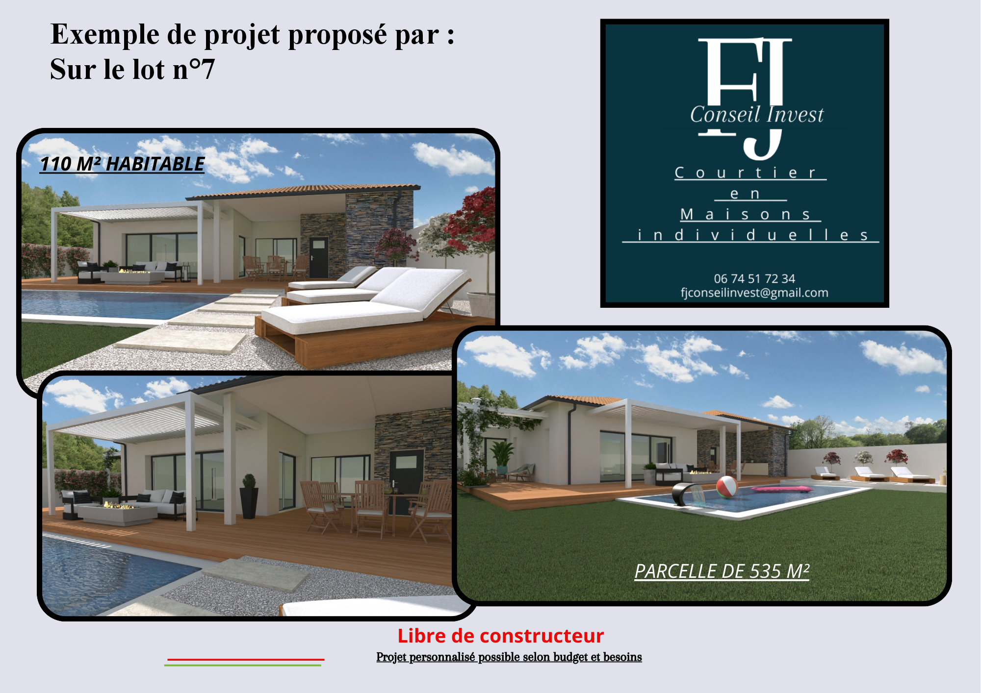 Projet Courtier travaux sur terrain à batir lotissement Ortellano au Taillan medoc